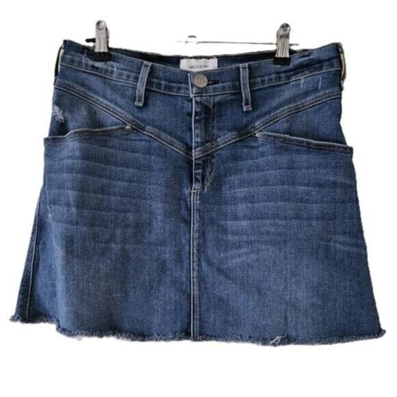 McGuire Denim Skirt Womens 26 / US 2 Blue Raw Hem Distressed Mini Pockets Preppy - Picture 1 of 13